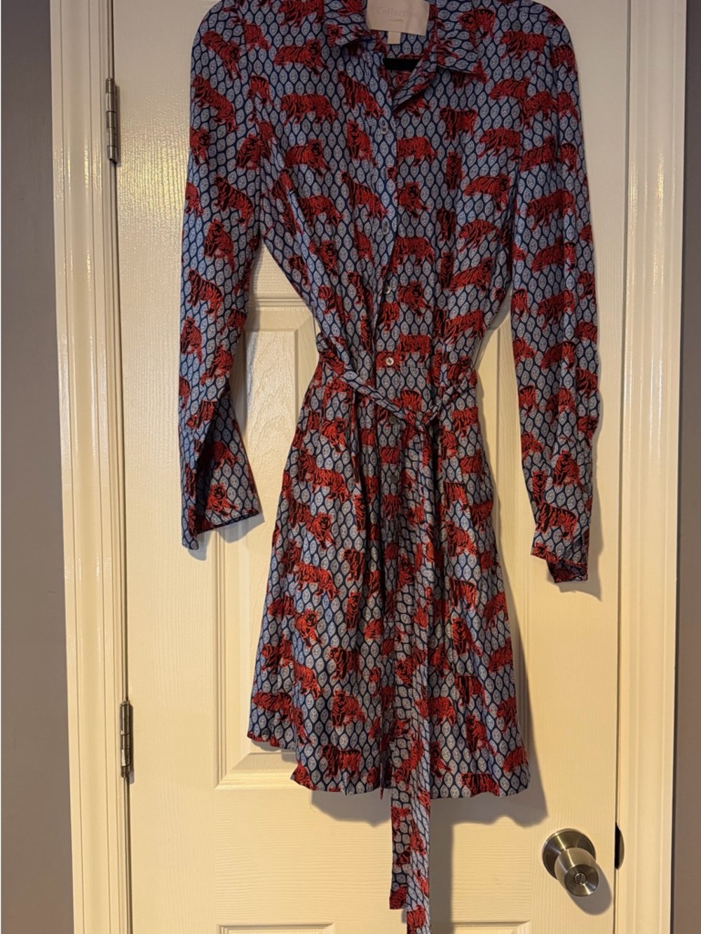 J. Crew Collection silk twill shirt-dress in roaming tiger print - Picture 4 of 6
